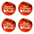 Red Christmas sale stickers special, hot, new, mega Royalty Free Stock Photo