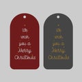 Christmas Sale Tags Set for Christmas Season Store Promotions Hanging with lettering. Royalty Free Stock Photo