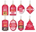 Christmas sale tags vector set with different shapes and discount text and greeting Royalty Free Stock Photo