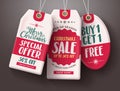 Christmas sale tags vector set hanging with sale and discount text Royalty Free Stock Photo