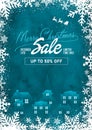 Christmas sale template vector illustration  snow crystal frame  |   A4-sized | portrait Royalty Free Stock Photo