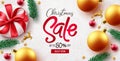 Christmas sale text vector banner design. Merry christmas and happy new year brochure and flyers