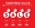 Christmas sale time line graph. Vector social activity infographics with balls and timeline elements Royalty Free Stock Photo