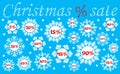 Christmas sale vector illustration. Percent discounts for Christmas and New Year shopping.