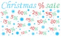 Christmas sale. Vector illustration percent discounts for Christmas and New Year sales.