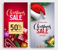 Christmas sale vector poster design set with sale promotional text Royalty Free Stock Photo