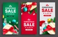 Christmas sale vector poster set design. Christmas sale text in holiday shopping discount offer with seasonal elements. Royalty Free Stock Photo