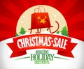 Christmas sale vector web banner, amazing holiday discounts retro style poster or flyer