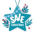 Christmas sale winter star banner. Discount concept. Royalty Free Stock Photo