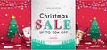 Christmas sales banner design.and Santa Claus with reindeer standing.and waving the hand Royalty Free Stock Photo