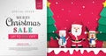 Christmas sales banner design.and Santa Claus with reindeer standing.and waving the hand Royalty Free Stock Photo