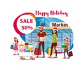 Christmas Sales in Grocery Store Vector Concept Royalty Free Stock Photo