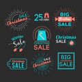 Christmas sales stickers set with flat icons. Royalty Free Stock Photo