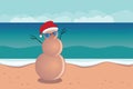 Christmas sandman on beach Royalty Free Stock Photo