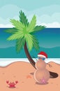 Christmas sandman on beach Royalty Free Stock Photo