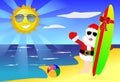 Christmas Santa Claus Tropical Beach Surfboard Royalty Free Stock Photo