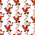 Christmas santa candy cane seamless pattern winter holiday gift wrap background vector illustration.