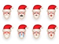 Christmas Santa Claus Avatar Smile Emoticon Icons Set Isolated Cartoon Design Vector Illustration