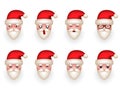 Christmas Santa Claus Avatar Smile Emoticon Icons Set Isolated Cartoon Design Vector Illustration