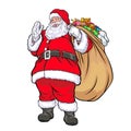 Christmas Santa Claus with carry gift box merry christmas