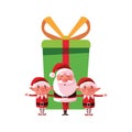 Christmas santa claus elves and gift