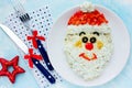 Christmas Santa Claus face salad for holiday dinner Royalty Free Stock Photo