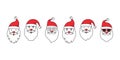 Christmas Santa Claus face vector icons, cute cartoon character, red Santa hat, New year collection, holiday winter Royalty Free Stock Photo