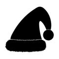 Christmas Santa Claus Hat With Fur silhouette. New Year cap  Isolated on White Background. Winter Cap. Vector illustration Royalty Free Stock Photo