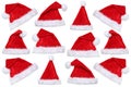 Christmas Santa Claus hats hat in a row winter isolated on a white background Royalty Free Stock Photo