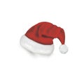 Christmas Santa Claus Hats With Shadow Set. New Year Red Hat Isolated on White Background. Vector illustration. Royalty Free Stock Photo