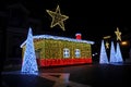 Christmas Santa Claus House with multicolored lights