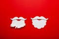 Christmas Santa Claus paper craft. Holiday celebration, Merry Xmas! December banner, design in cartoon style Royalty Free Stock Photo