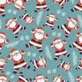 Christmas santa claus pattern with holiday theme, featuring ho ho ho text and pine leaves Royalty Free Stock Photo