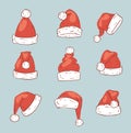 Christmas Santa Claus red hat vector noel isolated illustration New Year Christians Xmas party design decoration hats Royalty Free Stock Photo