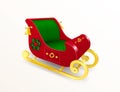 Christmas Santa Claus sleigh with gold skids decorated with holly leaves and berries, ornament and golden bells. Realistic Vector Royalty Free Stock Photo