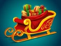 Christmas Santa Claus sleigh with sack bag loaded with gift box presents. Isolated Royalty Free Stock Photo