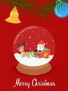 Christmas santa claus snow globe greeting card Royalty Free Stock Photo