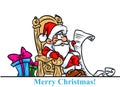 Christmas Santa Claus throne gifts list cartoon Royalty Free Stock Photo