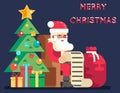 Christmas Santa Claus Tree Bell Gifts List New Year Icon Flat Design Greeting Card Vector Illustration Royalty Free Stock Photo