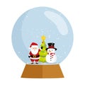 christmas santa claus with tree in sphere snow Royalty Free Stock Photo