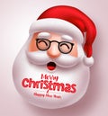 Christmas santa claus vector design. Santa claus happy face with long beard and merry christmas.