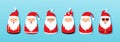 Christmas Santa Claus vector icons, cartoon character, red Santa hat, New year cute collection, holiday winter illustration Royalty Free Stock Photo