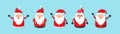 Christmas Santa Claus vector icons, cartoon character, red Santa hat, New year cute collection, holiday winter illustration Royalty Free Stock Photo