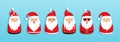 Christmas Santa Claus vector icons, cartoon character, red Santa hat, New year cute collection, holiday winter illustration Royalty Free Stock Photo