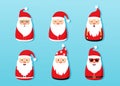 Christmas Santa Claus vector icons, cartoon character, red Santa hat, New year cute collection, holiday winter illustration Royalty Free Stock Photo