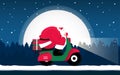 Christmas santa clause rides motorcycle character