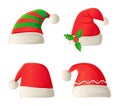 Christmas santa costume hat set in cartoon style
