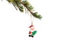 Christmas santa decoration on a spruce tree branch Royalty Free Stock Photo