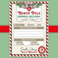 Christmas Santa delivery label north pole espress Royalty Free Stock Photo