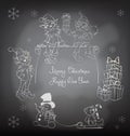 Christmas Santa Elf design shalk black board Royalty Free Stock Photo